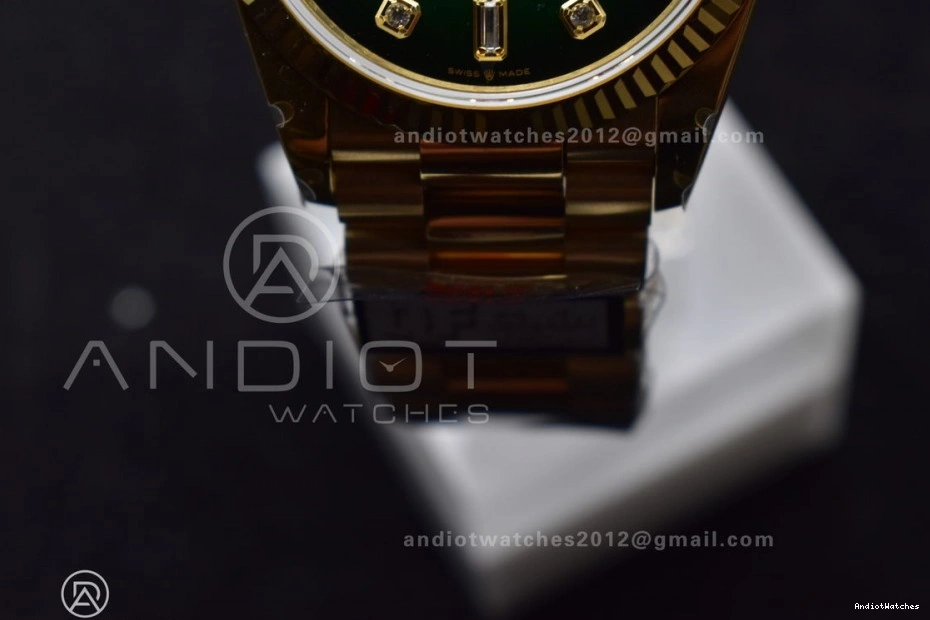 YG Diamond President on 904L Green vr3255 692 Faded V5 Edition (Gain Bracelet DayDate Square with QF Dial Weight) Steel 36 SunProtective Best 1221